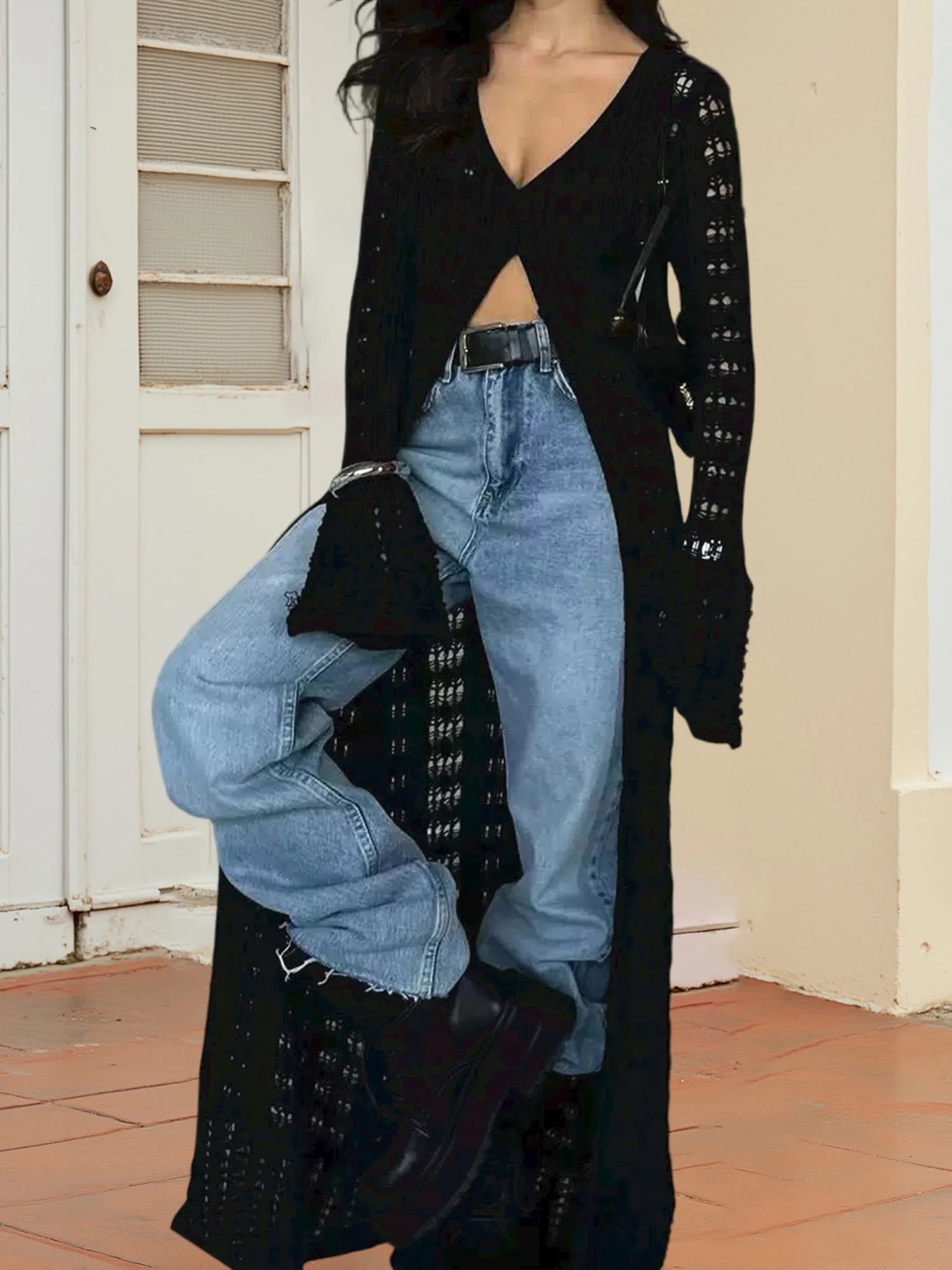 Button-Up Long Cardigan